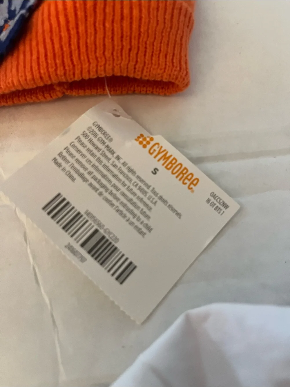 Gymboree Orange Knit Hat with Blue Flower Applique